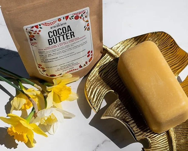 Better Shea Butter Raw Cocoa Butter - Unrefined, 100% Pure, Food Grade - Use for Cocoa Lip Balm, Stretch Marks Cream, Caca...