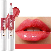 2 in 1 Rose Red Shimmer Lip Gloss Lip Plumper Gloss Tinted Glitter Lipgloss Lipstick Moisturizing High Shine And Vegan Plu...
