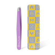Expert Slant Tip Tweezers with Leather Case, GlamTweeler Sharp & Precision Stainless Steel Tweezer for Eyebrows, Facial Ha...