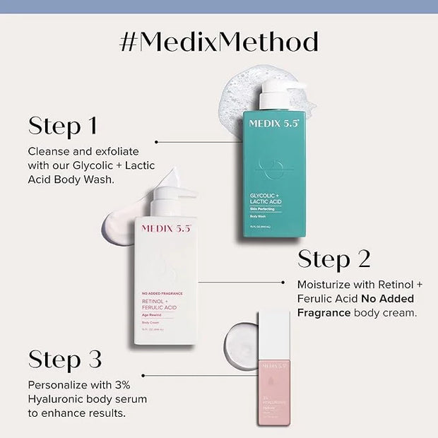 MEDIX Fragrance Free Retinol Body Lotion Crepey Skin Care Treatment | Firming Body & Face Moisturizer | Anti Aging Retinol...
