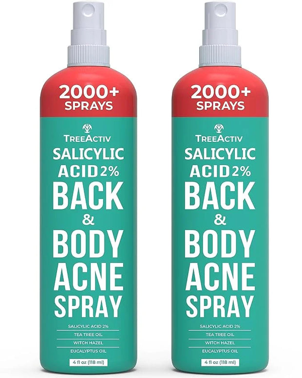 Salicylic Acid Back & Body Acne Spray, Back Acne Solution For Women And Men, Acne Body Spray with Tea Tree Oil, Fast-Dryin...