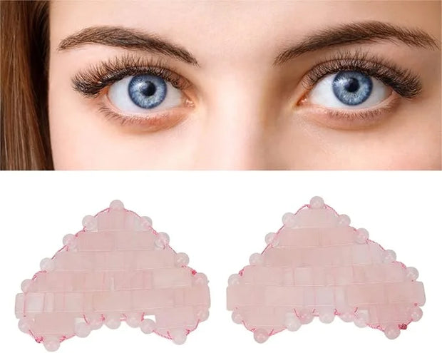 2Pcs Rose Quartz Eye Mask, Jadestone Eye Patch Reduce Facial Edema Relieve Eye Strain Heart Shaped Stone Eye Pad for Massa...