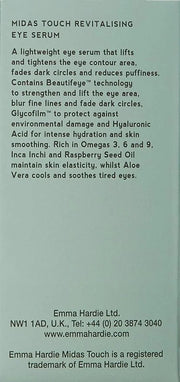 Emma Hardie 15ml Midas Touch Revitalising Eye Serum with Hyaluronic Acid, Visibly Reduces Fine Lines, Puffiness & Dark Cir...
