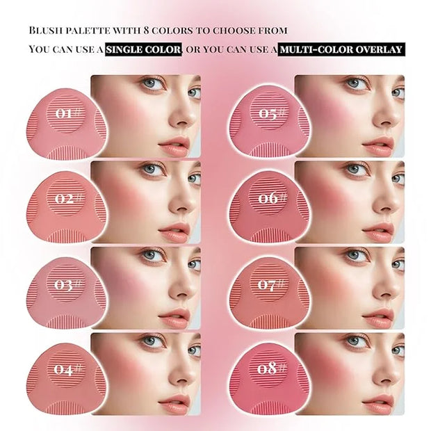 8 Colors Blush Palette, Smooth Blendable Powder Blush, Buildable Facial Cheek Blusher, Matte Blush Palette Makeup For Wome...