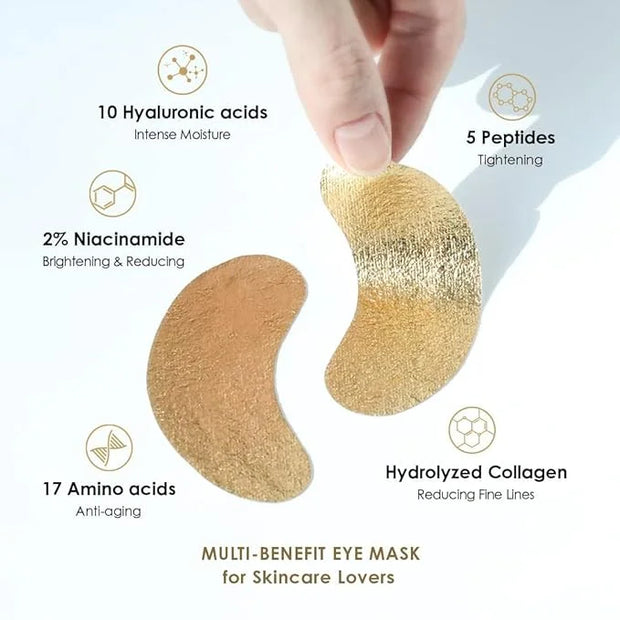 Sweet Dreams Collagen Glow Gold Eye Masks l Under Eye Patches for Beauty & Self Care Wrinkle Patches l Puffy Eyes and Dark...