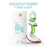 Dove VitaminCare+ Aluminum Free Deodorant Stick Coconut Water & Aloe for 72H Odor Protection Breathable Deodorant for Wome...