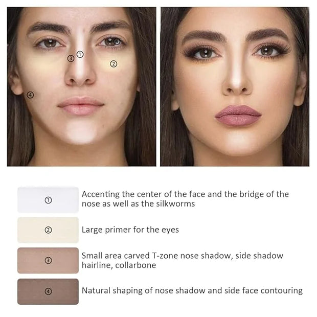 4-Color Contour Makeup Palette, Blush Highlighter Bronzer Powder Kit, Face Cosmetics Gift Set (02#, 1 Count (Pack of 1)) -...