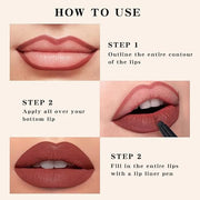 Longwear Liquid Lip Liner, Matte Lip Tint Stain Marker Pen, 2 in1 Liquid Lipstick & Lip Liner Pencil, Long Lasting Waterpr...