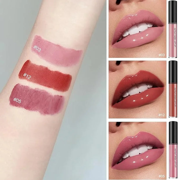 12 Color Cream Lip Gloss, 12 Colors Cream Texture Lipstick Waterproof, Long-Lasting Moisturizing Velvet Lip Gloss，Waterpro...