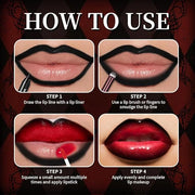 Vinyl Red Velvet Ink Liquid Lipstick with Black Lip Liner Gothic Lip Combo Halloween Makeup, Long Wear Waterproof Lip Glos...