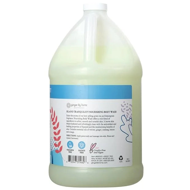Ginger Lily Farms Botanicals Nourishing Body Wash, Island Tranquility, 100% Vegan & Cruelty-Free, Green Tea Lemongrass Sce...