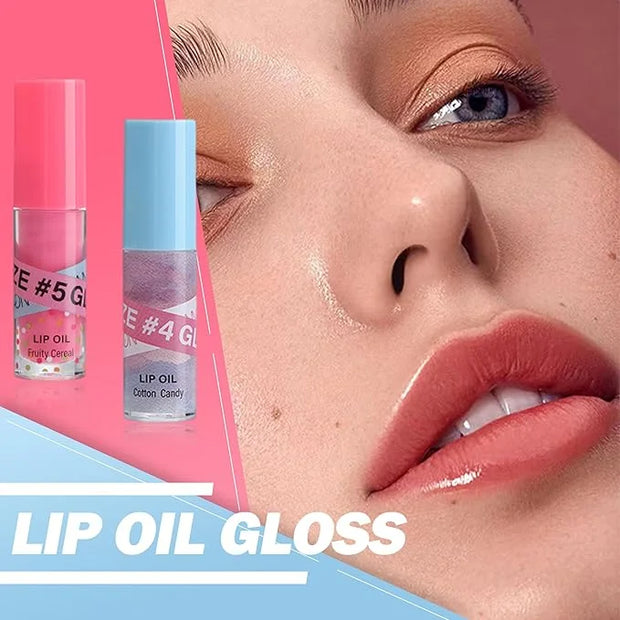 Lip Gloss Oil Set-2 Colors Hydrating Tinted Lipgloss Lip Glow Oil,Non-sticky Shiny and Vegan Lip Glaze, Glitter Crystal Je...