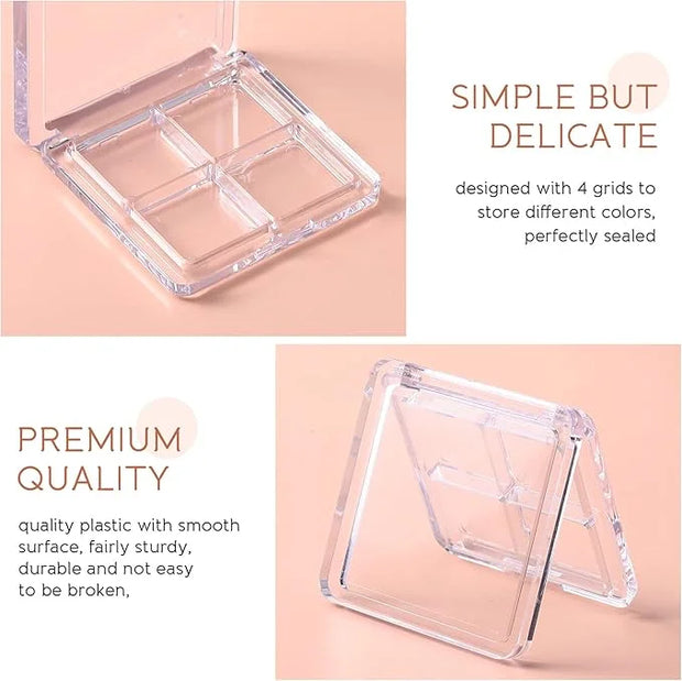 Beaupretty 6 Pieces Empty Eyeshadow Pallet 4 Grids