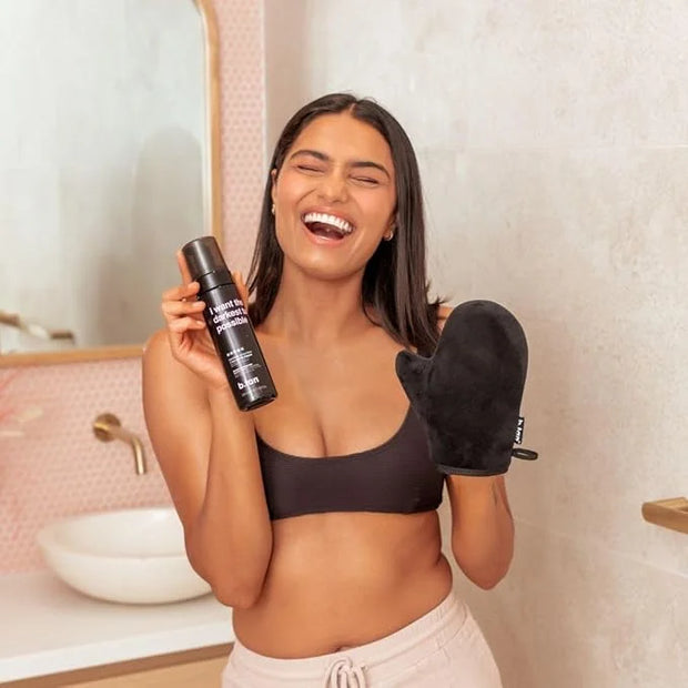 b.tan Dark Self Tanner Kit | Get The Darkest Tan Possible Bundle - Best Dark Self Tanning Mousse w Mitt Applicator, 1 Hour...