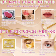 40 Pairs Eye Mask & Lip Mask, Moisturizing Lip Masks, 24K Gold Gel Crystal Collagen Under Eye Patches for Dark Circles, Wr...