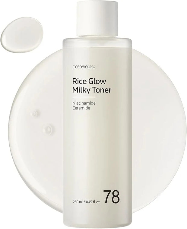 Rice Glow Milky Toner with 784,000ppm Korean Rice Water, Niacinamide, Ceramides, Panthenol, Glow, Glass Skin, Hydrating, P...