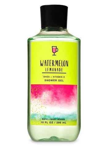 Bath and Body Works Watermelon Lemonade Shower Gel Wash 10 Ounce Lime Green and Pink Label - Product Image