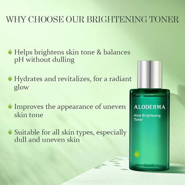 Aloderma Essential Aloe Brightening Skin Care Set - 4 Pieces - Gel, Cleanser, Toner, Cream - Product Image