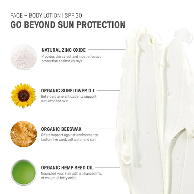 Raw Elements Face and Body Mineral Sunscreen SPF 30 Tube, Organic Sunblock Daily Protection, Non Toxic Reef Safe, Water Re...
