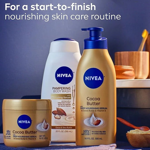 NIVEA Cocoa Butter Body Cream with Deep Nourishing Serum, Cocoa Butter Cream for Dry Skin, 16 Ounce Jar - Product Image