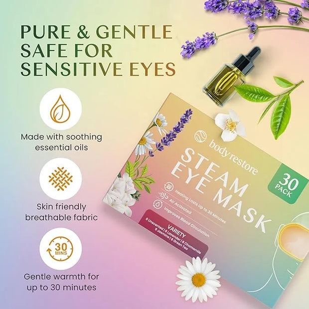Body Restore Self Heated Steam Eye Mask 30 Pack - Fathers Day Unique Gifts for Dad, Relaxation Gifts for Her and Him, Best...