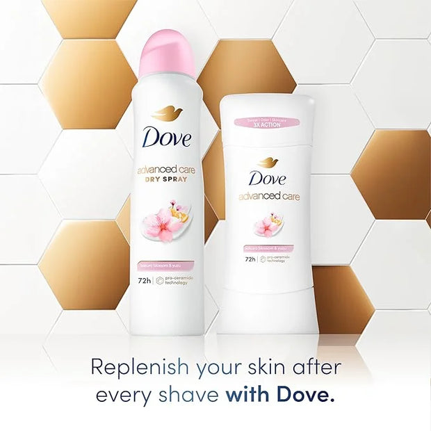 Dove Advanced Care Antiperspirant Deodorant Spray for Women 3 Pack Sakura Blossom & Yuzu 72 hour sweat and odor protection...