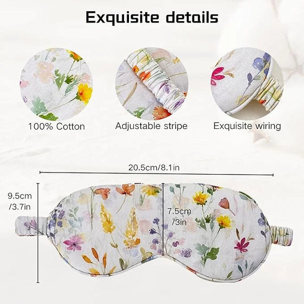 Pure Cotton Eye Mask 100% Organic Cotton Sleep Mask for Girls,Travel Breathable Sleep Mask,Adjustable Strap, Hypoallergeni...