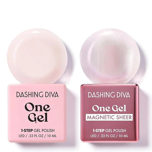 Dashing Diva One Gel Color & Magnetic Topper Duo - Lipgloss - Aristocrat & Iridescent Glitter Topper - 3-in-1 Base Coat, N...