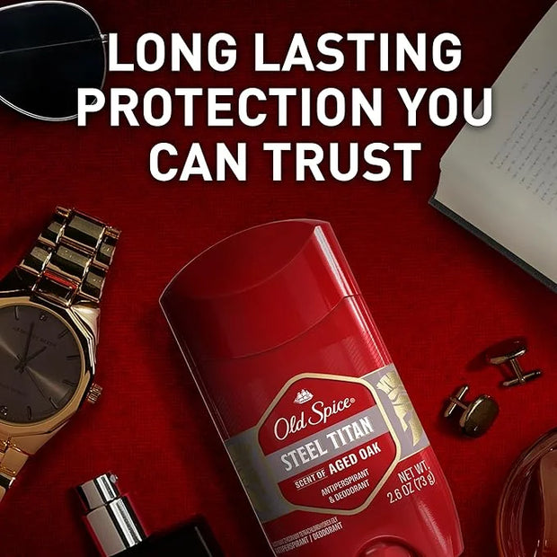 Old Spice Antiperspirant Deodorant for Men, 24/7 Sweat & Odor Protection, 24/7 Lasting Freshness, Invisible Solid, Steel T...