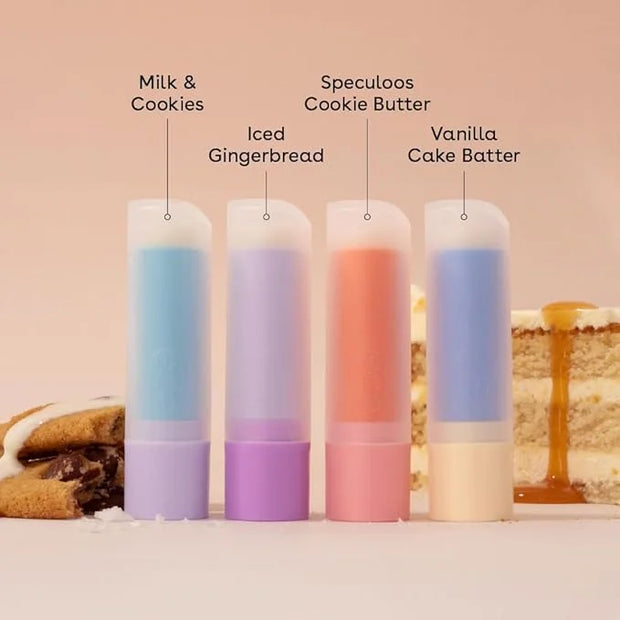 eos Holiday Lip Balm Gift Set- Speculoos Cookie Butter, Milk & Cookies, Iced Gingerbread, Vanilla Cake Batter, Limited-Edi...