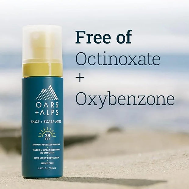 Oars + Alps Face and Scalp Mist SPF 35 Sunscreen, Protects from Blue Light, Summer Splash Scent, Water and Sweat Resistant...