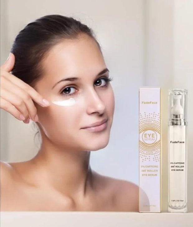 5% Caffeine Eye Serum and Under Eye Roller Cream for Dark Circles and Puffiness, Cafeine with 360° Massage Ball Reduce Wri...