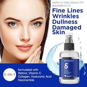 5 in 1 Super Charged Anti-Aging Face Mist w/Retinol, Vitamin C, Collagen, Hyaluronic Acid & Niacinamide | Hydrates, Refres...