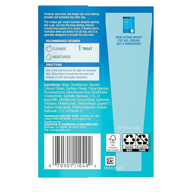 Neutrogena Hydro Boost Under Eye Cream, with Purified Hyaluronic Acid, Keeps Under Eye Area Looking Smooth & Hydrated, Fra...