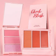 3D Blush Palette, Multi-Use Makeup Powder Blush Palette Cream Blush For Cheeks, Mulit Glow Balm, Lightweight, Smooth, Blen...