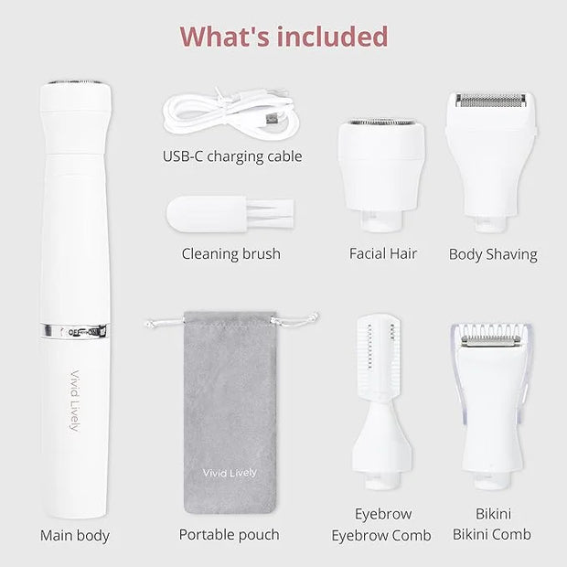 4-in1 Facial Hair Removal for Women, Painless Electric Face Shaver, USB Rechargeable, Ease of Use, Portable - Product Image
