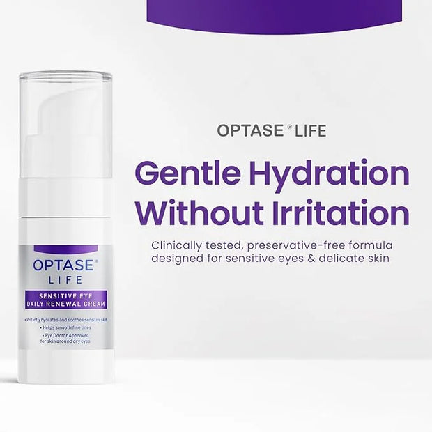 Optase LIFE Sensitive Eye Daily Renewal Cream - Hydrating Eye Cream for Skin Use Around Dry and Sensitive Eyes - Smooths F...