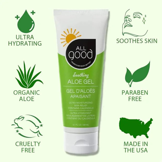 All Good Sport Mineral Sunscreen & Aloe Gel Bundle - UVA/UVB Broad Spectrum SPF 30+, Water Resistant - Includes (2) SPF 30...