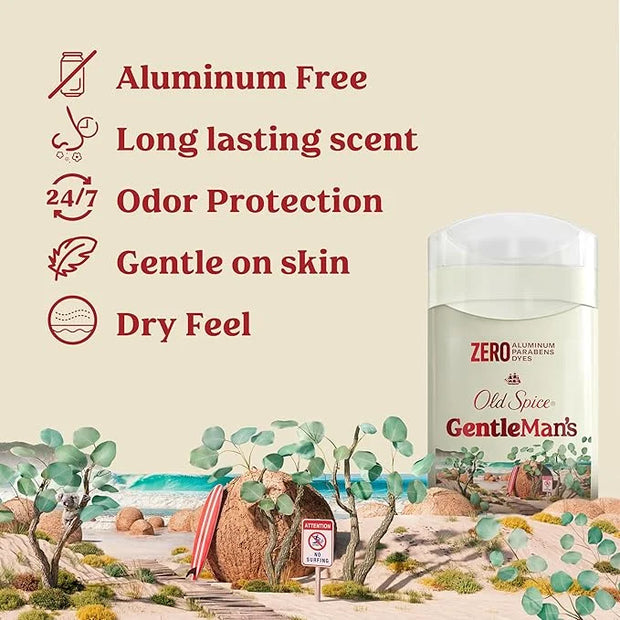 Old Spice GentleMan's Aluminum Free Dry Feel Deodorant for Men, 24/7 Lasting Freshness, Gentle on Skin with Skin Condition...