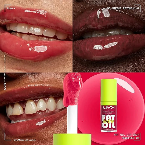NYX PROFESSIONAL MAKEUP Fat Oil Lip Drip, Moisturizing Lip Oil Gloss, Vegan Tinted Formula, Up to 12 HR Hydration - Newsfe...