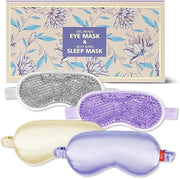 Cooling Eye Mask and Silky Sleep Mask 4 Packs for Man Women for Sleeping Frozen Ice Eye Mask Cold Warm Compress Dark Circl...