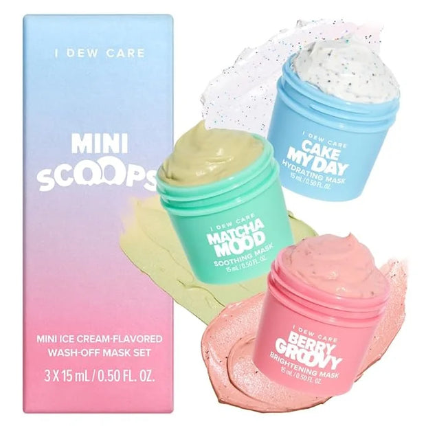 I DEW CARE Wash Off Face Mask Gift Set - Mini Scoops | Hyaluronic Acid, Korean Self Skincare, Facial Treatment, Vegan, Cru...