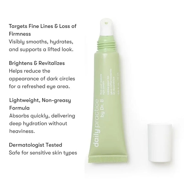 by Dr. B Firm and Restore Eye Cream, Lightweight Eye care for Dark Circles, Puffiness & Fine Lines with Peptides and Hyalu...