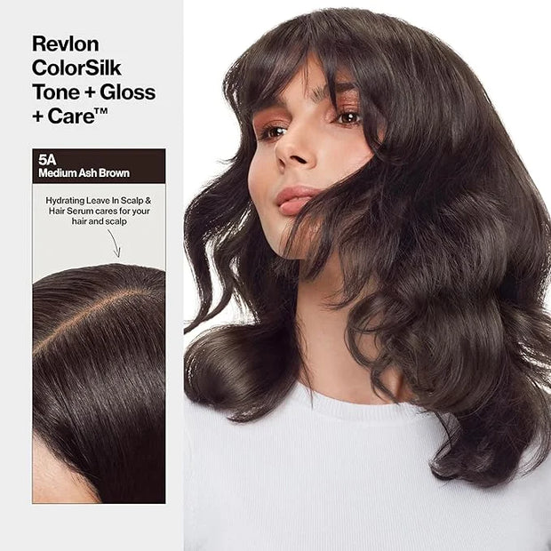 Revlon ColorSilk Tone + Gloss + Care Demi Permanent Hair Color, Dye Kit with Leave-In Scalp and Haircare Serum, 2x Shinier...