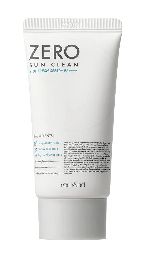 rom&nd ZERO SUN CLEAN 01.FRESH SPF50+ PA++++ 01 Fresh, Daily Sunscreen, Non-Greasy, No White Cast, Watery Texture, Soft Fi...