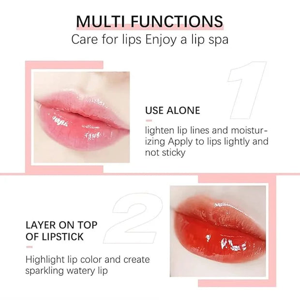 2PCS Hydrating Lip Glow Oil, Lip Oil Gloss Transparent Toot Tinted Nourishing Long Lasting Repairing Lightening Lip Lines ...