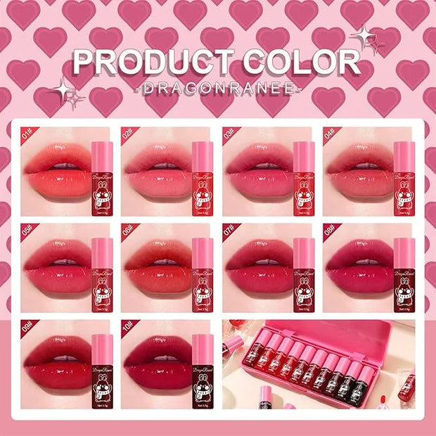 Eakroo 10 Colors Lip Tint Stain Set, Korean Lip Gloss Watery Lip Stain Moisturizing Mini Liquid Lipstick Set, Multi-Use Li...