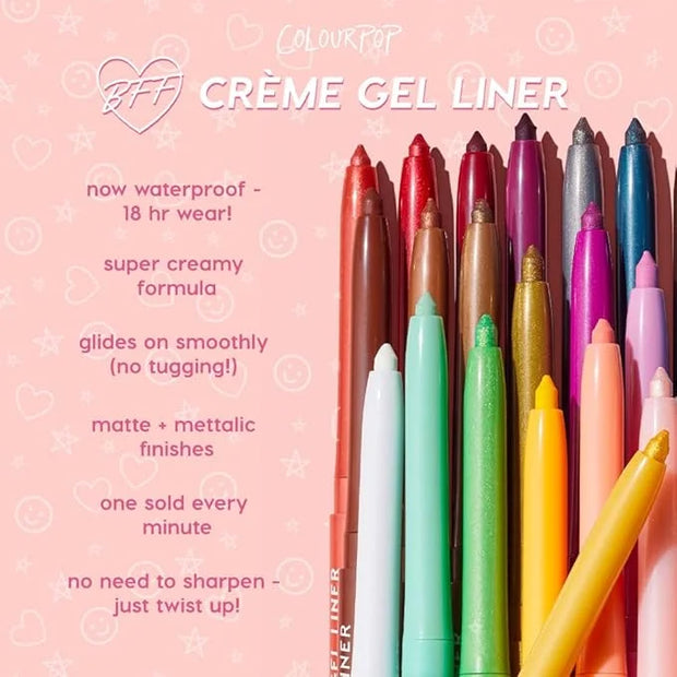 ColourPop Crème Gel Waterproof Eyeliner - 18HR Wear, Ultra-Pigmented Eyeliner Pencil with Matte & Metallic Finishes - Smud...