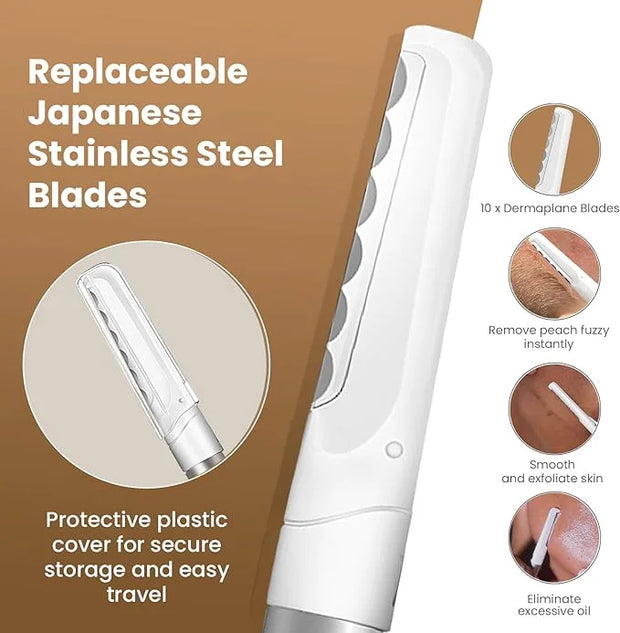 Dermaplaning Tool for Face, 20 Blade Refills, Dermaplane Razor for Face, Hair Remover Blade for Eyebrows and Peach Fuzz, F...