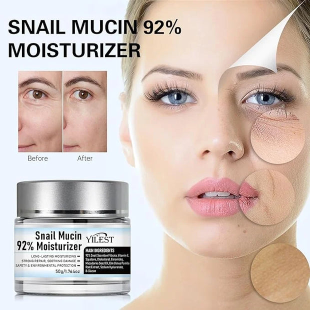 𝐒𝐧𝐚𝐢𝐥 𝐌𝐮𝐜𝐢𝐧 92% Moisturizer Daily Face Gel Cream, Crema de Baba de Caracol Original, Snail Secretion Filtrate Nourishing C...